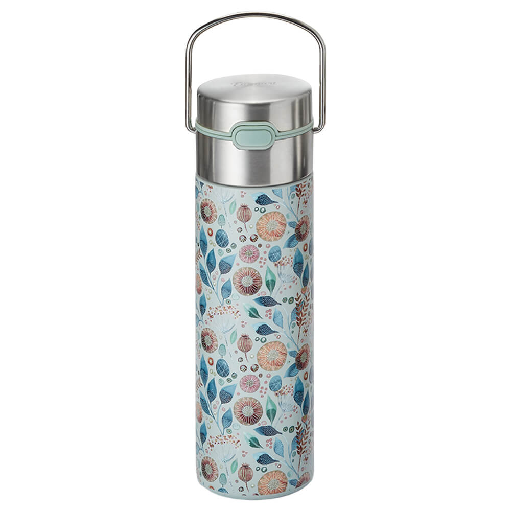 Doppelwandige Trinkflasche Linnea mit Edelstahlsieb und Trinkdeckel 0,5lt.