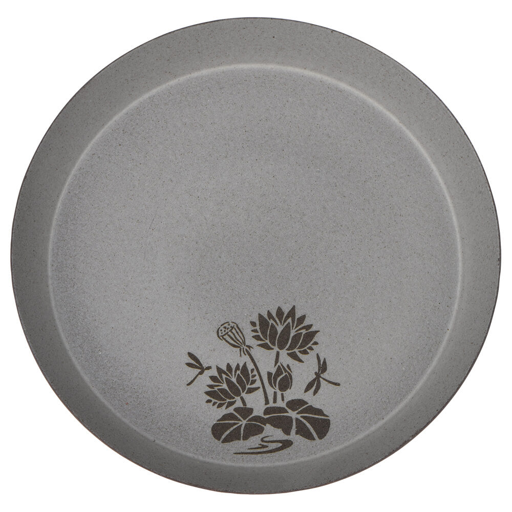Runder Untersetzer aus Yixing-Ton mit feiner Lotusgravur – Modell Yonhee, 148 mm Durchmesser#variante_untersetzer