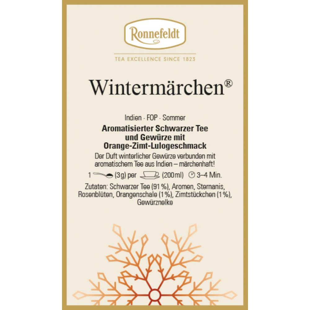 Ronnefeldt Schwarztee Wintermärchen® Winter Etikett