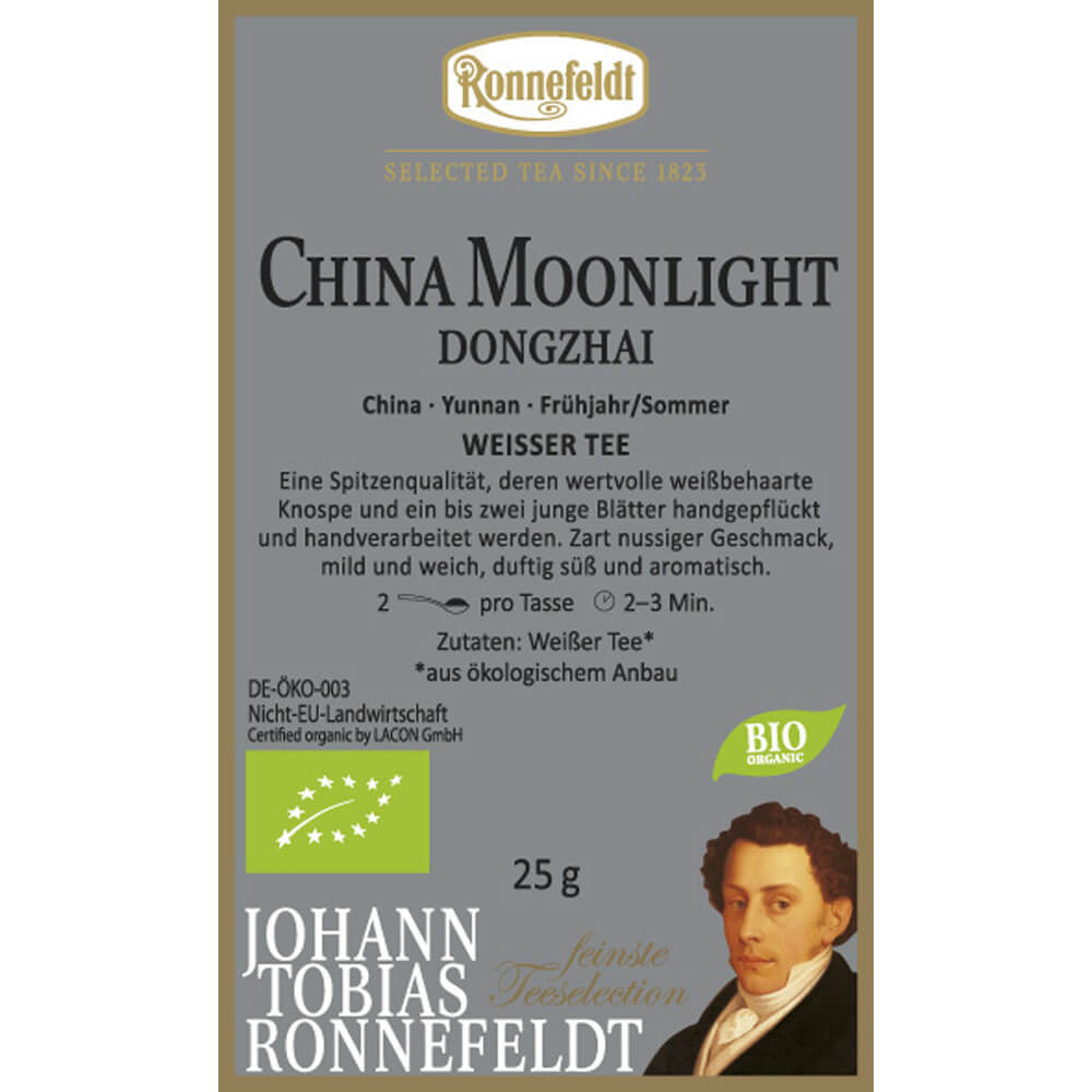 Ronnefeldt Weißer Tee China Moonlight Dongzhai bio Etikett
