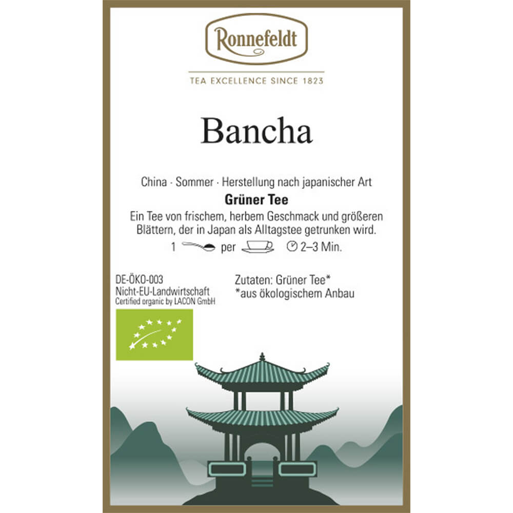 Bancha Herstellung japanische Art bio Etikett