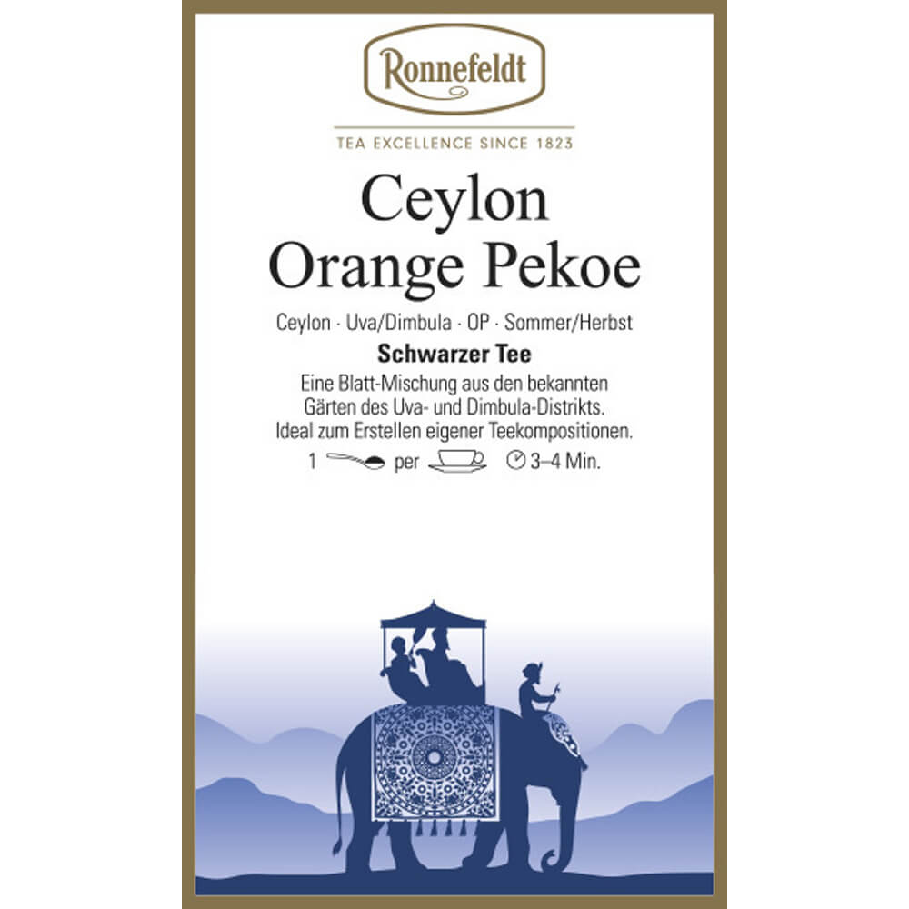 Ronnefeldt Schwarztee Orange Pekoe Etikett