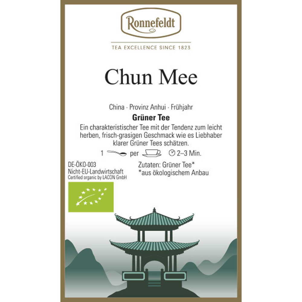 Chun Mee bio aus der Provinz Anhui Etikett