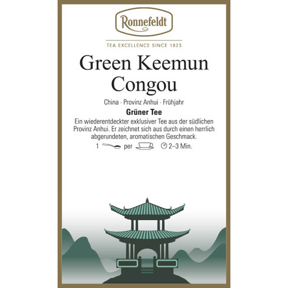 Green Keemun Congou aus der Provinz Anhui Etikett