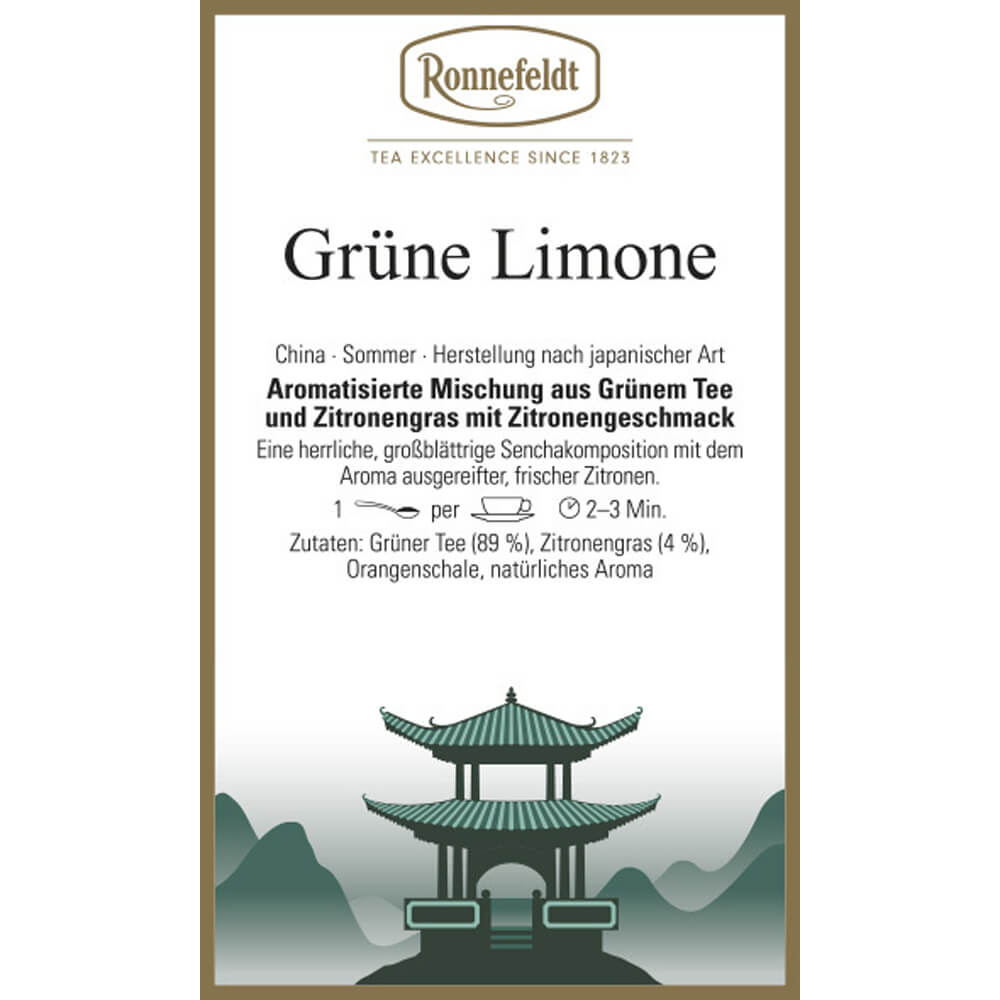 Ronnefeldt Grüntee Grüne Limone Etikett