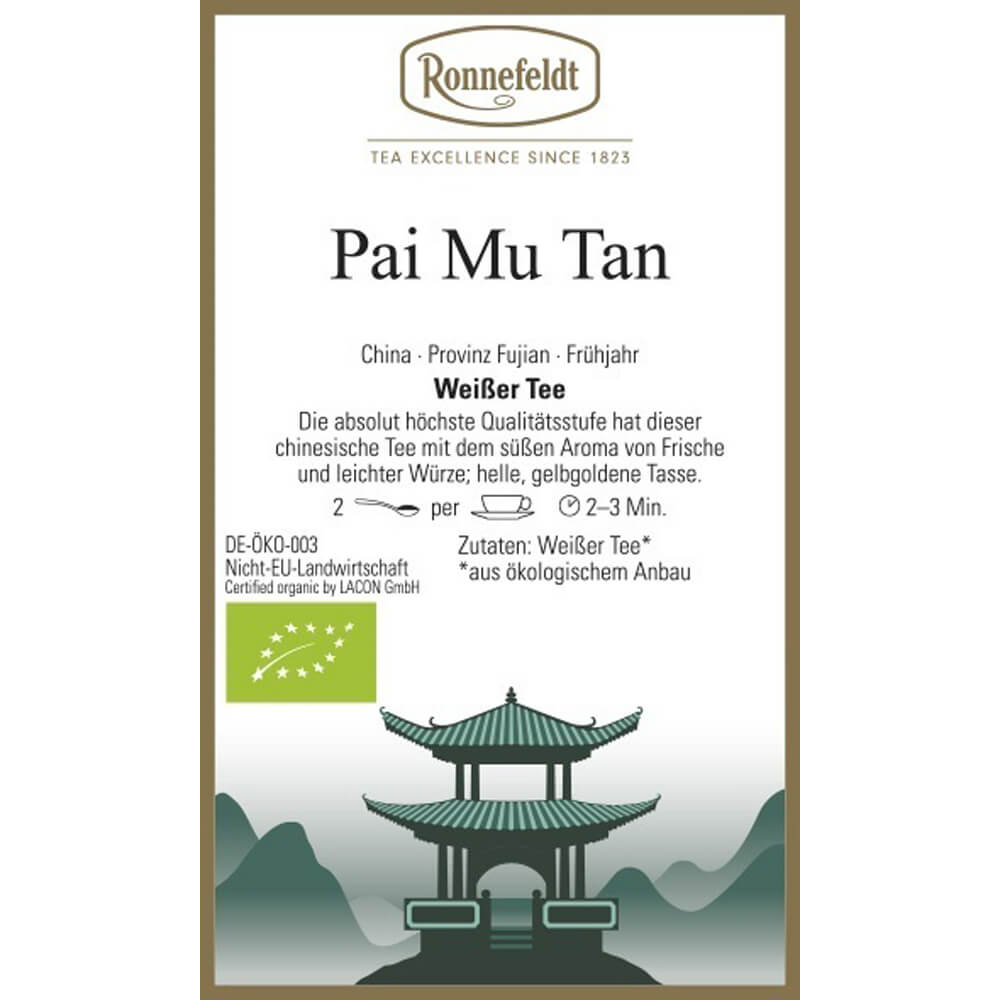 Ronnefeldt Weißer Tee Pai Mu Tan bio Etikett
