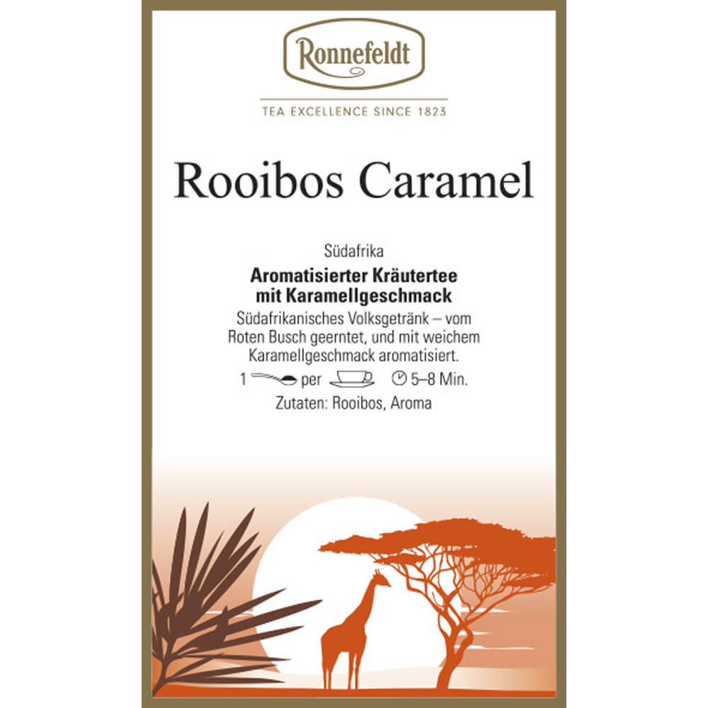 Rooibos Caramel mit weichem Karamellgeschmack Etikett