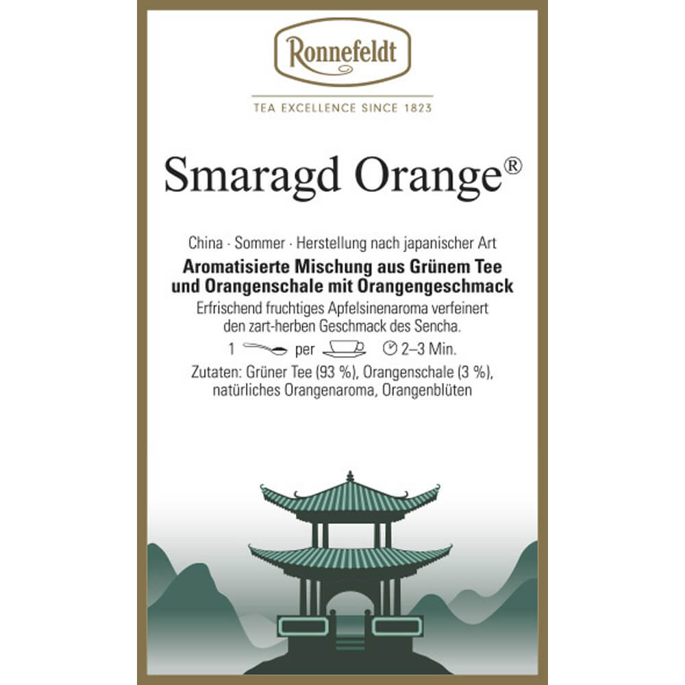 Ronnefeldt Grüntee Smaragd Orange Etikett