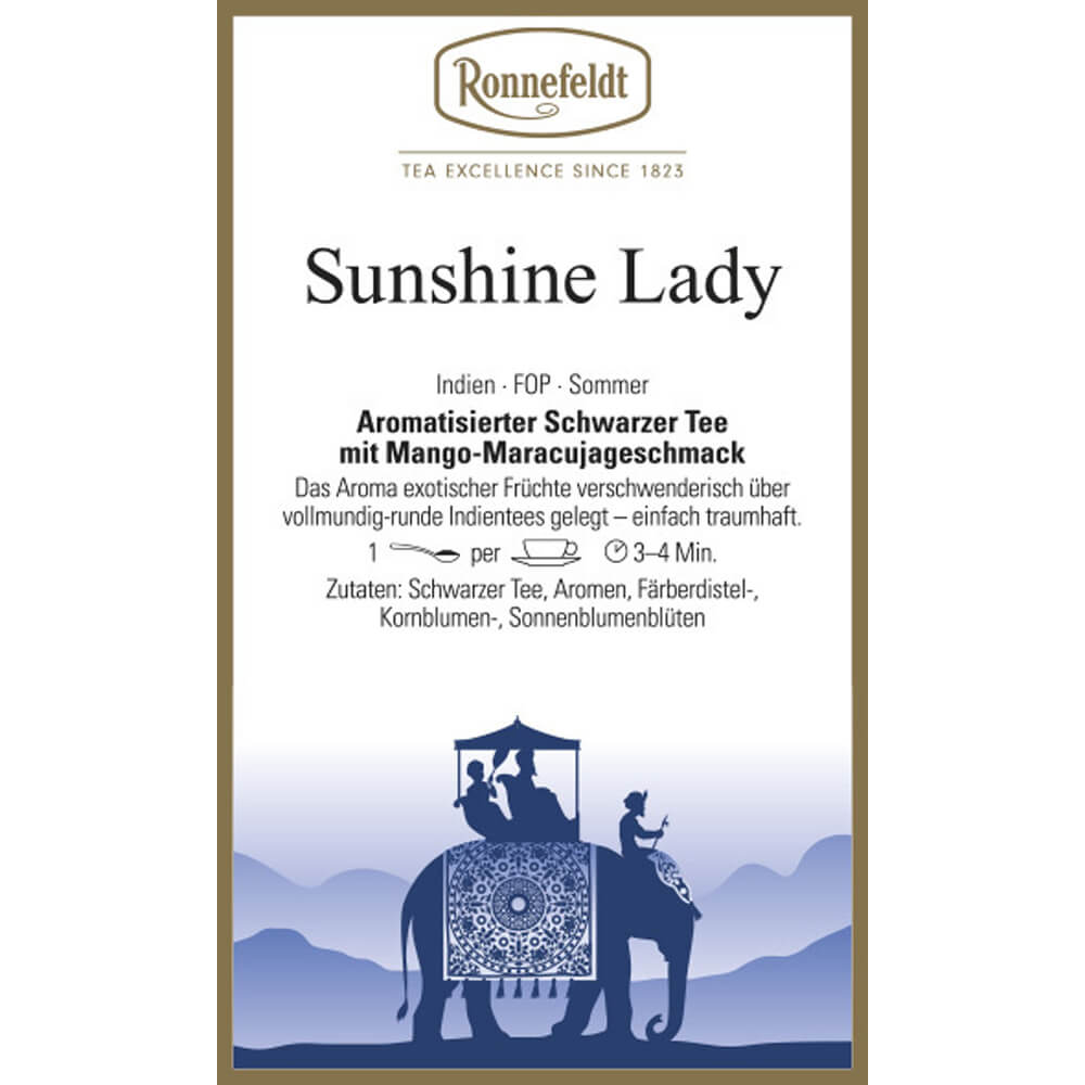 Ronnefeldt Schwarztee Sunshine Lady Etikett