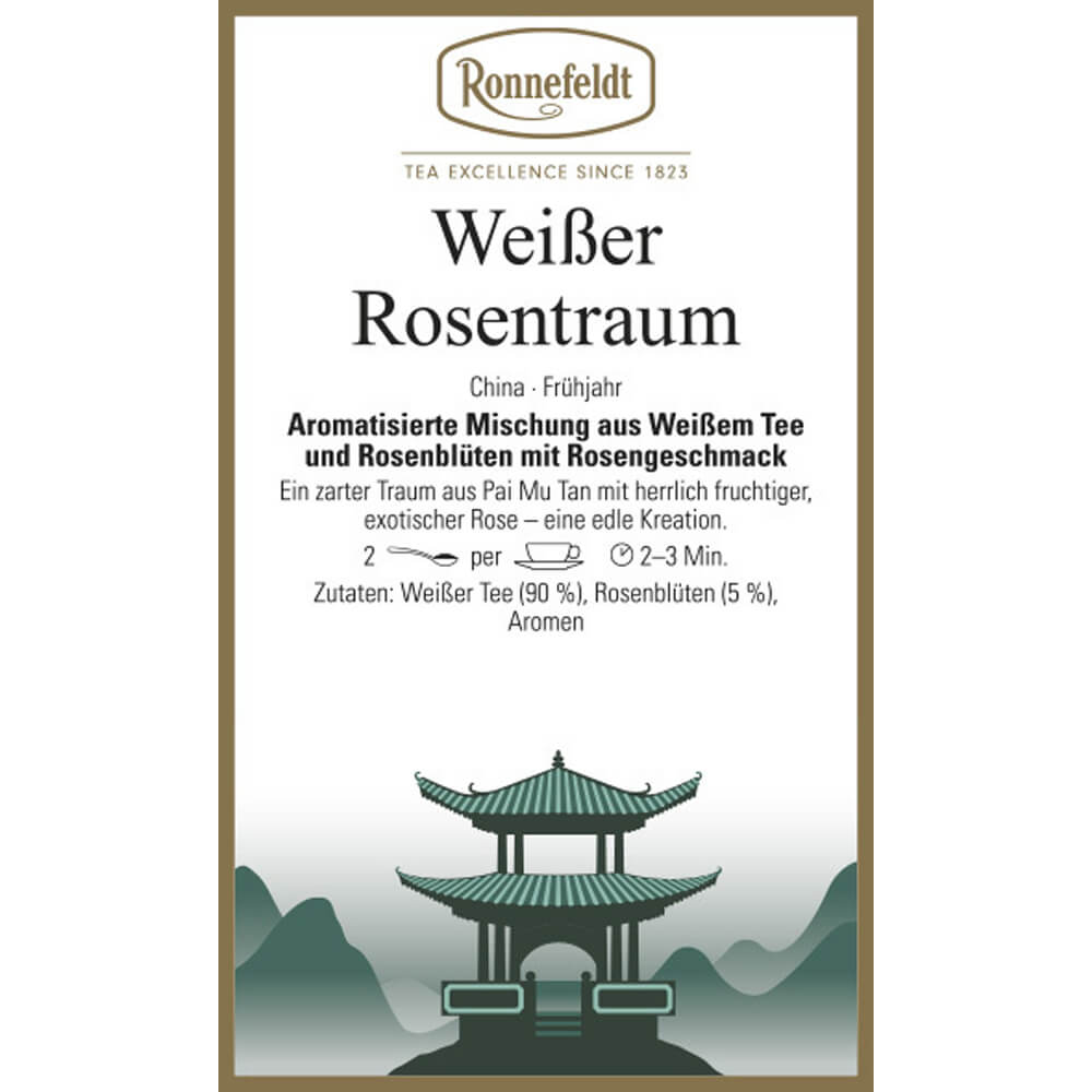 Ronnefeldt Weißer Tee Rosentraum Etikett