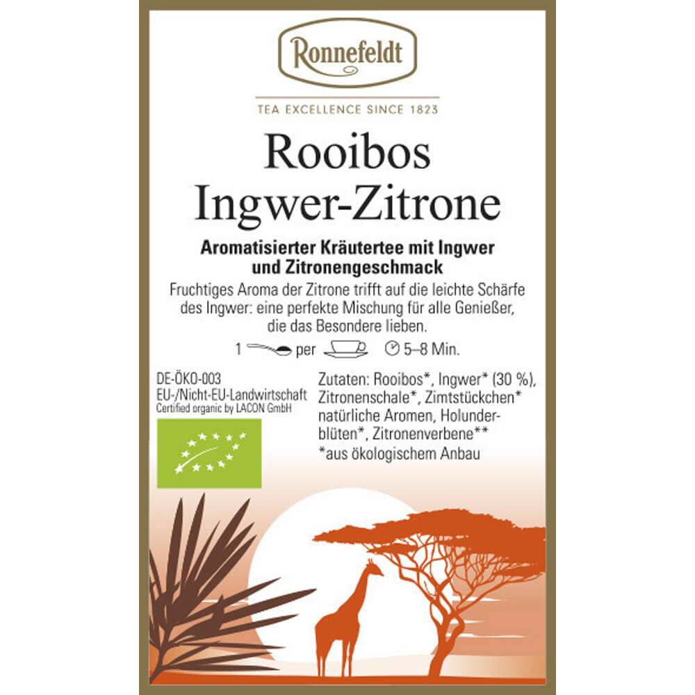 Rooibos Ingwer Zitrone bio Etikett
