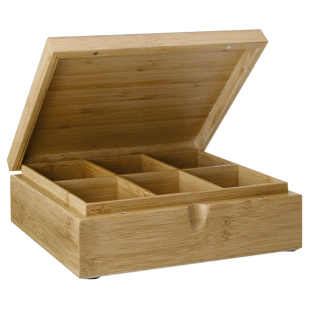 Teebeutel Kiste 6 Fächer offen#box_bambus-natur