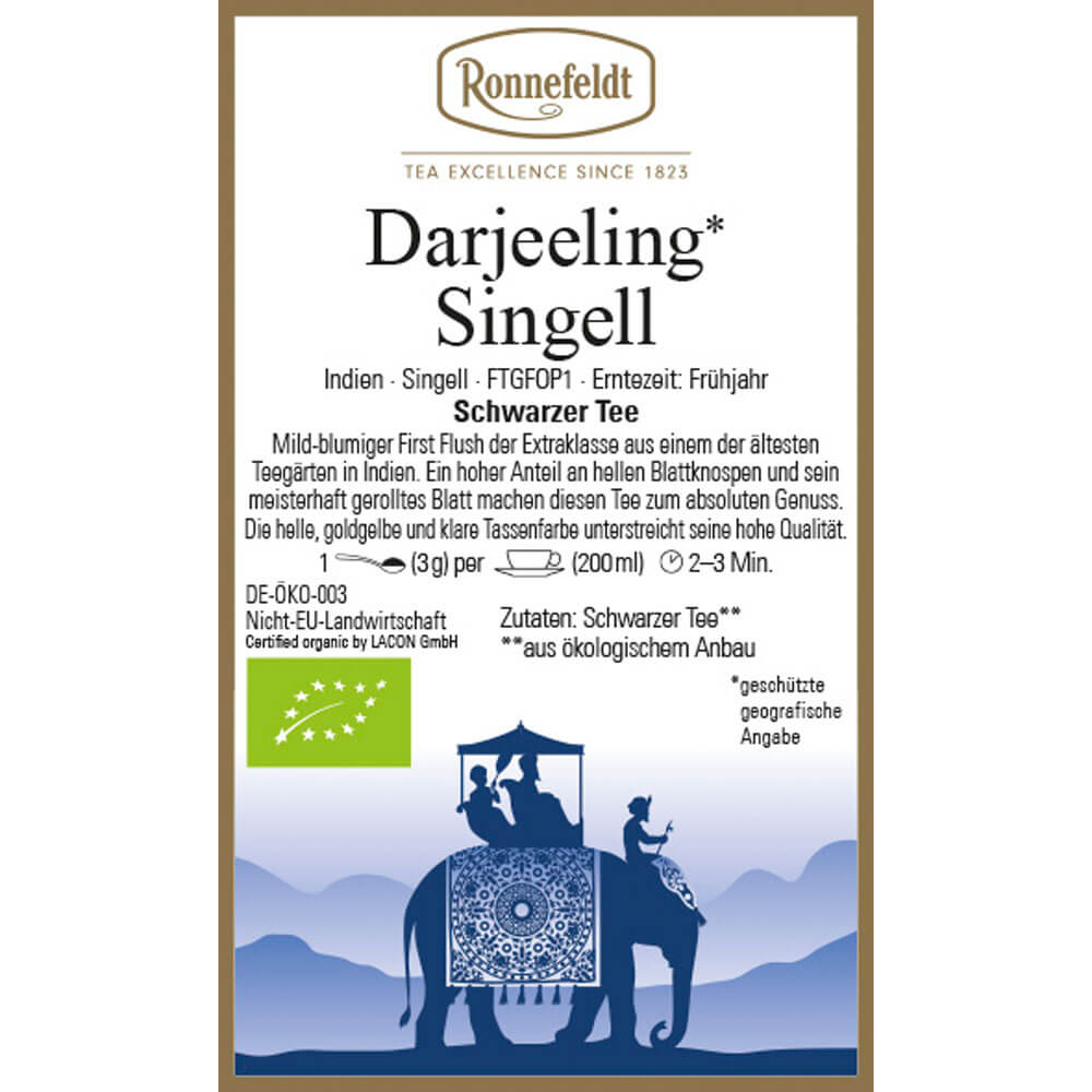 Darjeeling Teegarten Singell Etikett