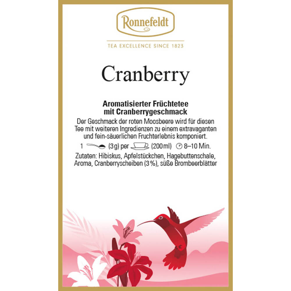 Früchtetee Cranberry Etikett