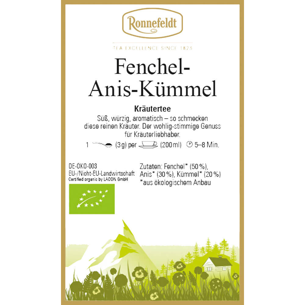 Kräutertee Fenchel Anis Kümmel bio Etikett