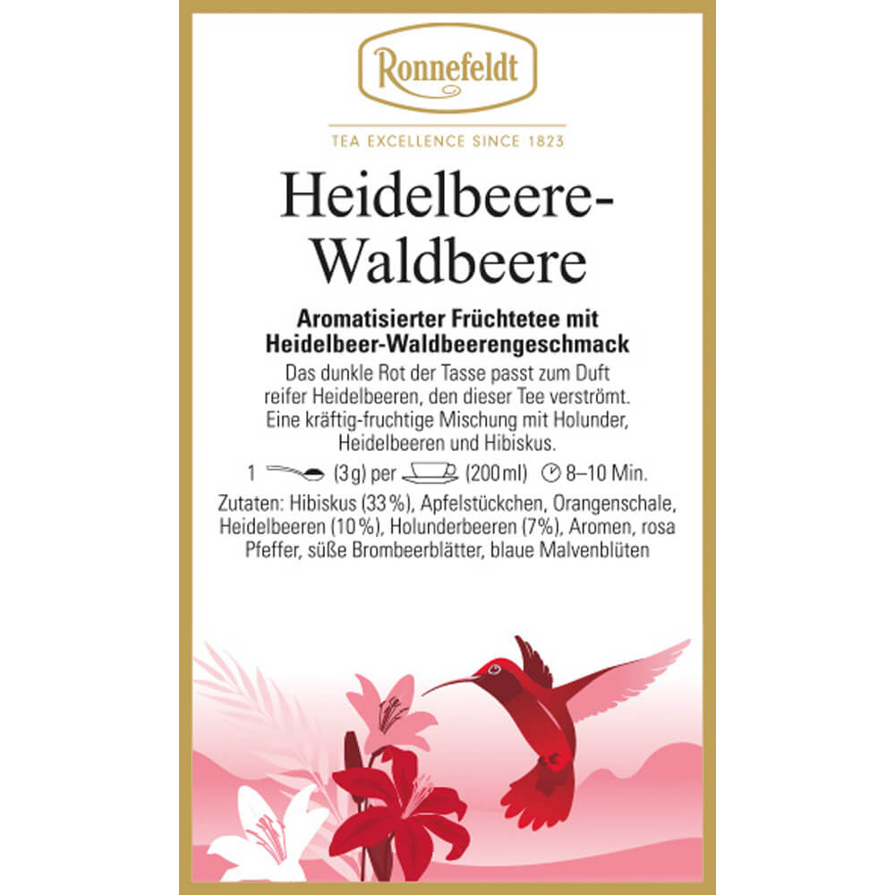 Früchtetee Heidelbeere-Waldbeere Etikett 