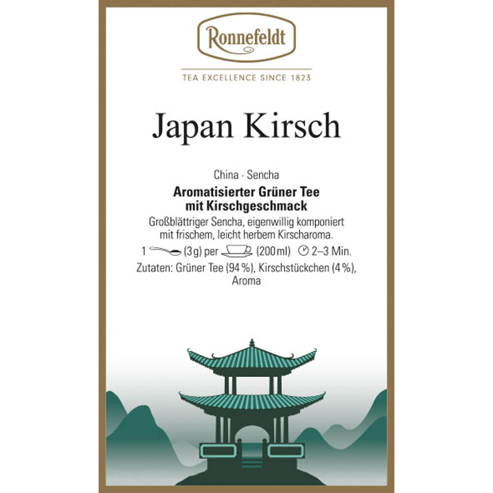 Ronnefeldt Grüntee Japan Kirsch Etikett neu