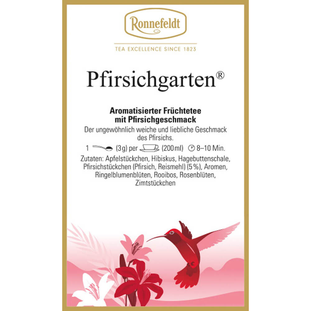 Früchtetee Pfirsichgarten® Etikett