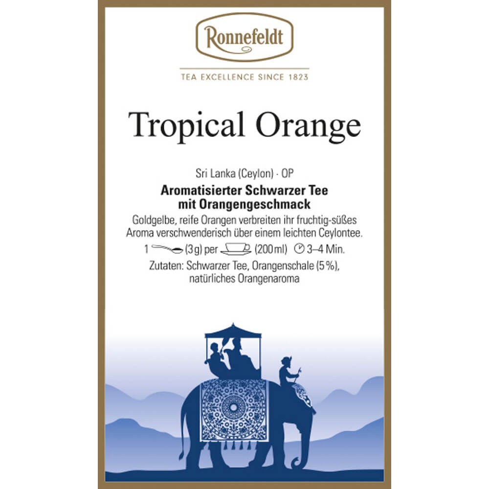 Ronnefeldt Schwarztee Tropical Orange Etikett neu
