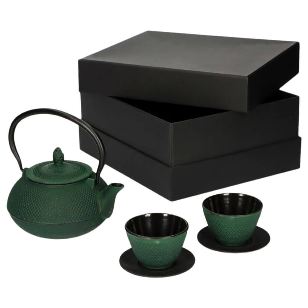 Gusseisen Tee-Set Arare offen smaragd#set_smaragd