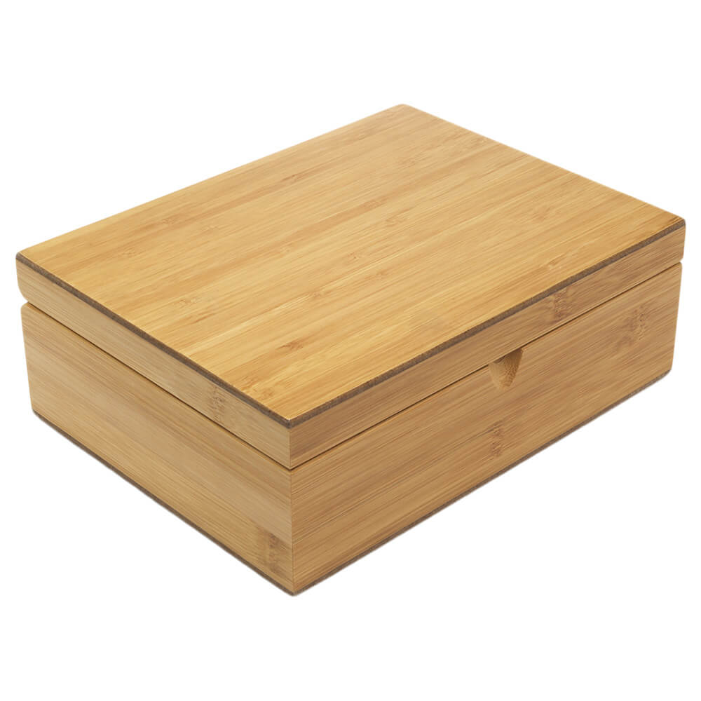 Teebox mit vier Teedosen Bambus natur und Teemaßlöffel#box_bambus-natur