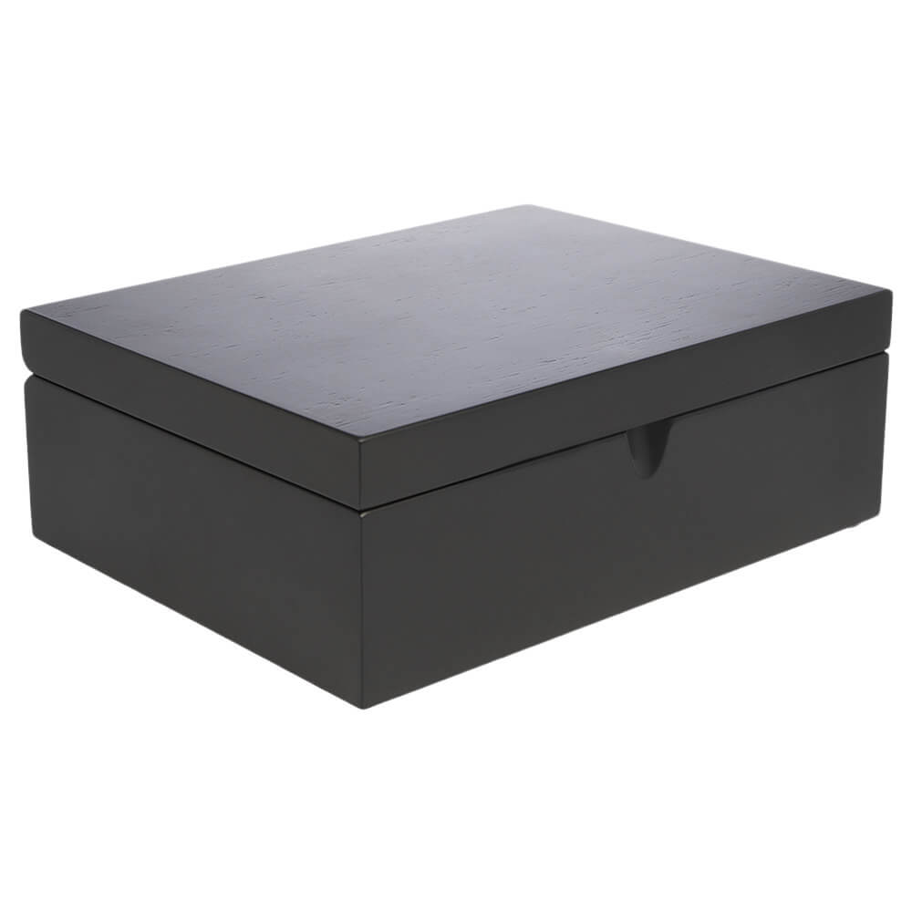 Teebox mit vier Teedosen schwarz und Teemaßlöffel#box_bambus-schwarz