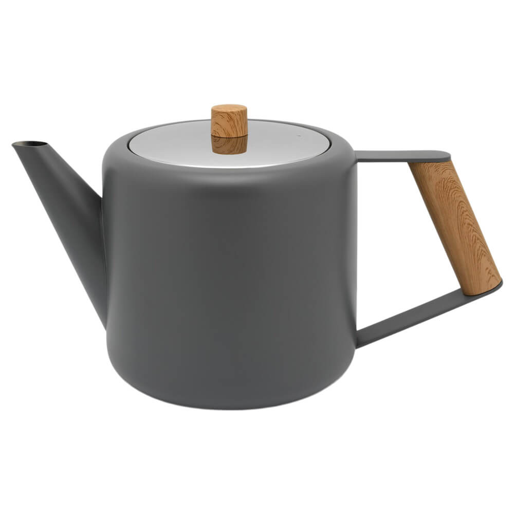 Bredemeijer Teekanne Boston grau Beschläge Holzoptik 1#teekanne_grau-beschlag-holzoptik